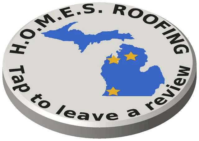 The same H.O.M.E.S. Roofing puck seen at an angle, showing its thickness